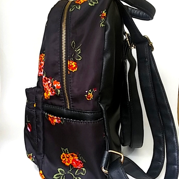 LG Black Floral Design Spun Polyester Back Pack - Picture 4 of 8